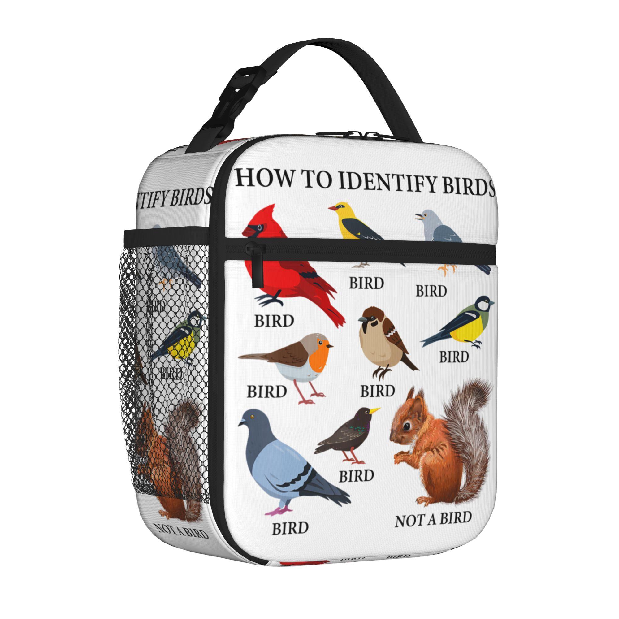 How to Identify Birds Identification Funny Tote Insulated Lunch Bag Birdwatcher Handheld Food Bags Reusable Cooler Thermal Large One Size