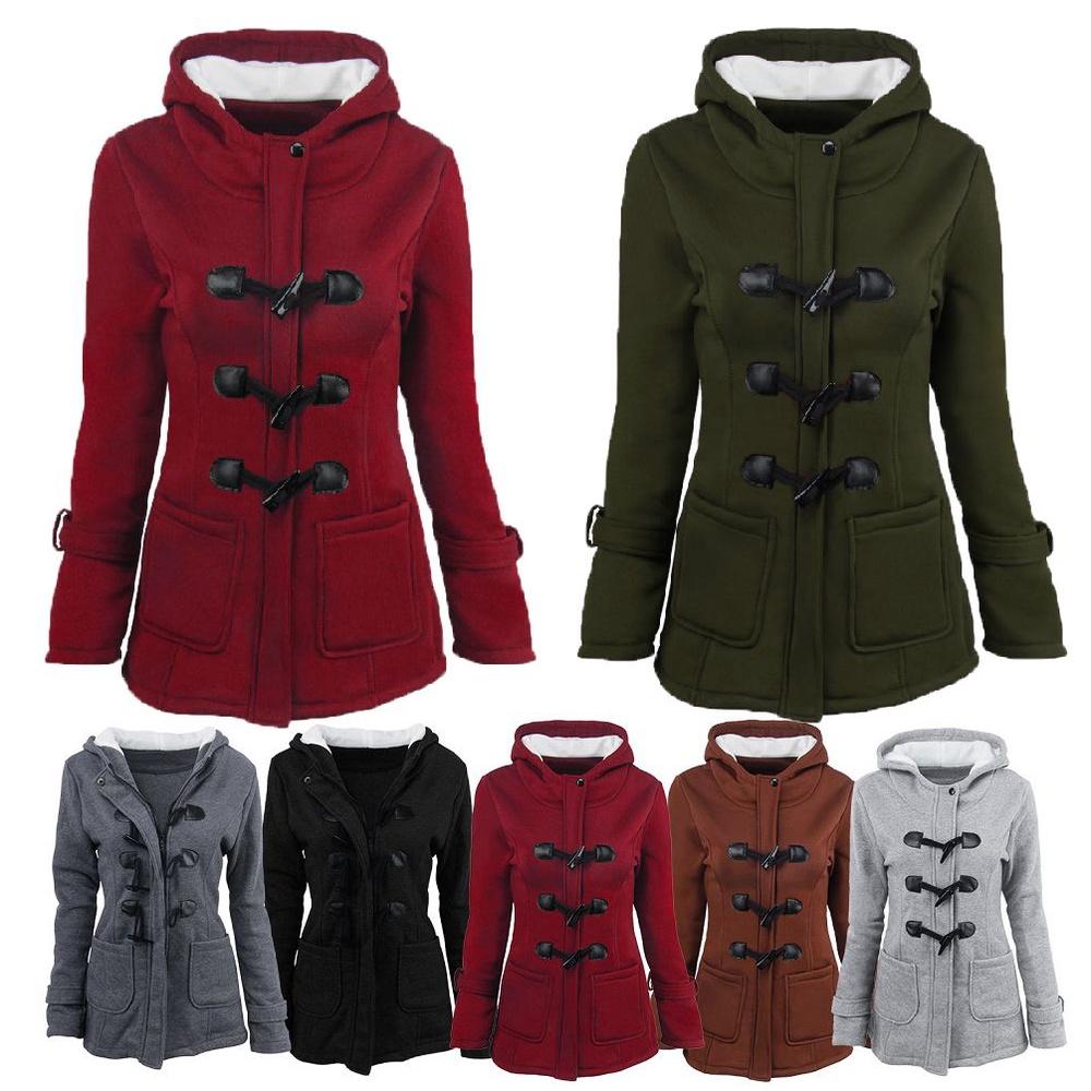 Elegant Women Trench Parka Hooded Coat Jacket Outwear Winter Warm Long Overcoat