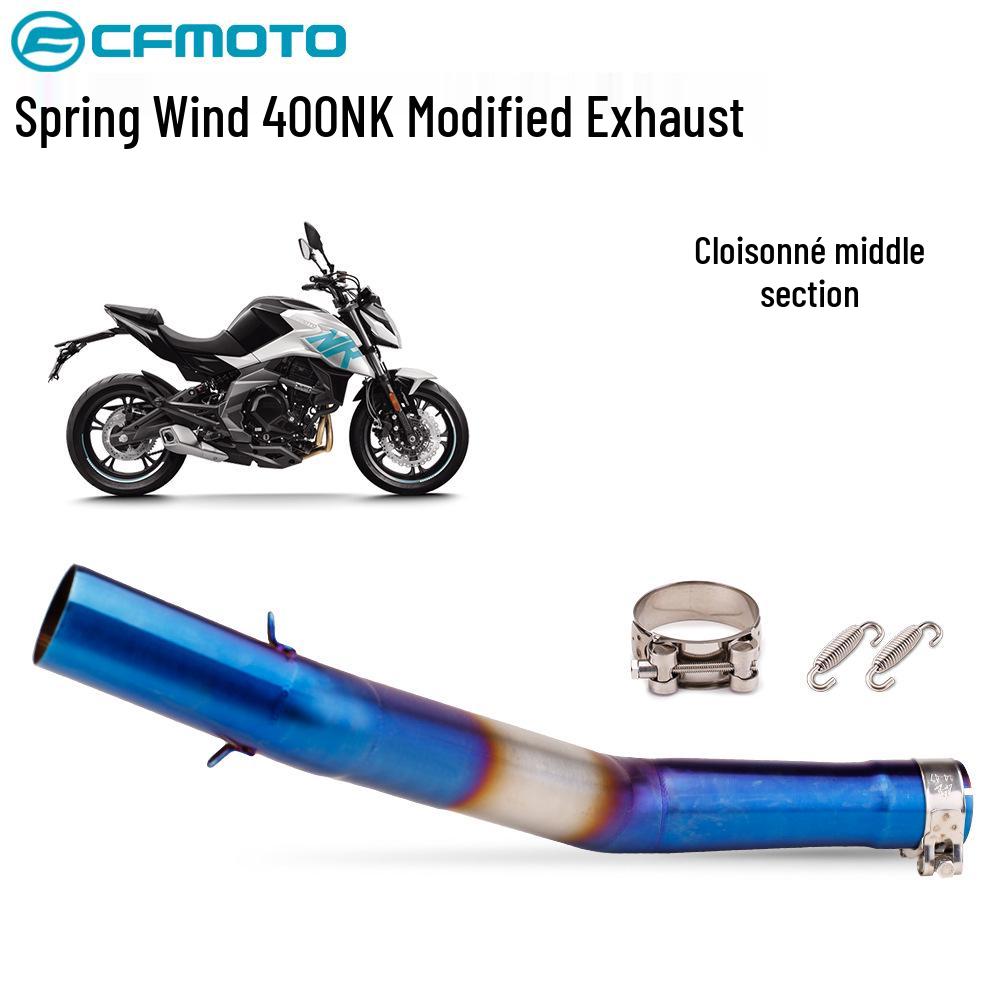 Compatible CFMOTO 400NK Carbon Fiber Exhaust Modification - Direct-Fit Mid-Section Muffler Replacement.