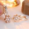 Sparkling White Zircon Star Flower Drop Earrings for Women Golden Wedding Party Jewelry Gifts