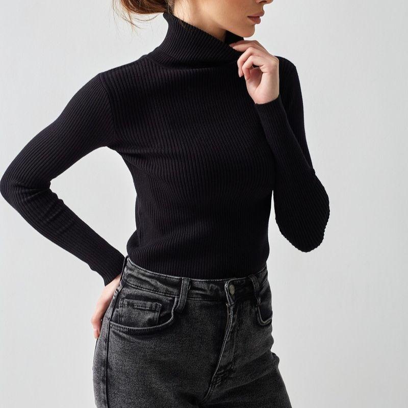 Herbst Winter Rollkragen Strickpullover Mode Damen Casual Pullover Unterteil Langarm Pullover Einfarbig Schlicht Basic Oberteile Strickbekleidung 1224