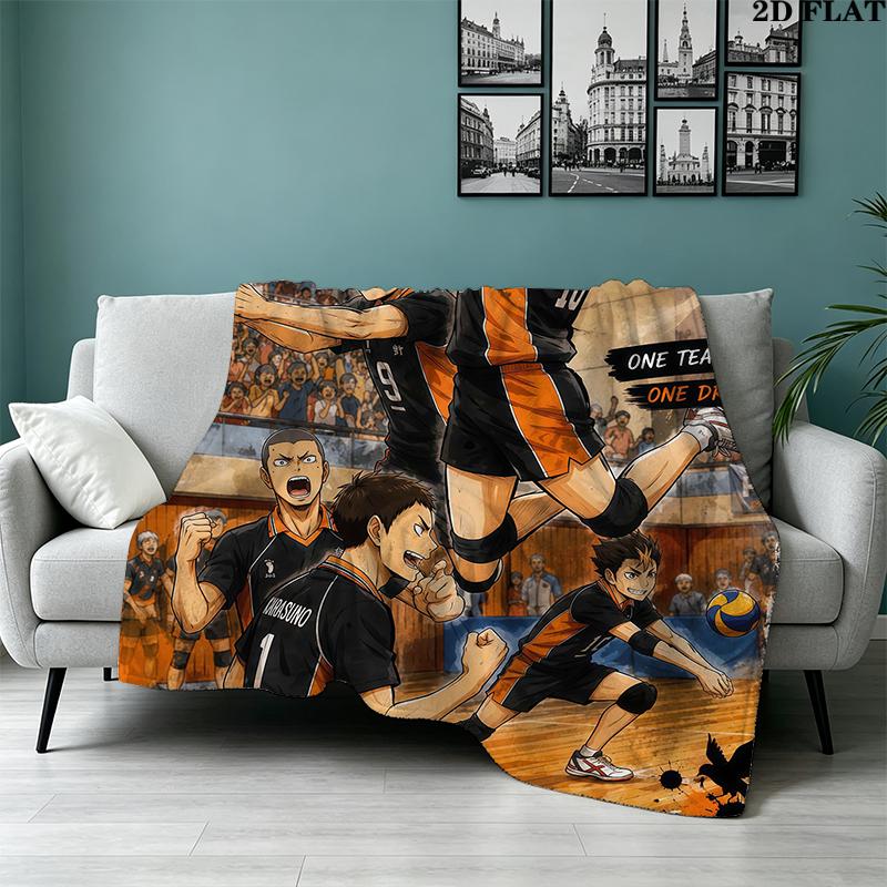 Haikyu Anime Print Flannel Blanket High Quality Warm Comfortable Cover for All Seasons Perfect for Gifts Home Decor