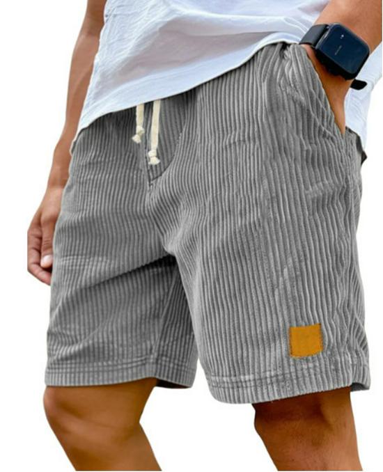 

2025 Men s Retro Embroidered Logo Corduroy Lace-Up Casual Shorts 4XL
