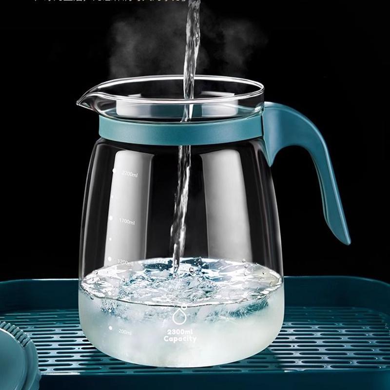 Summer Large Capacity Refrigerator Tea Kettle Tea Separation Cold Kettle Glass High Temperature Flower Teapot Brewing Tea
