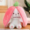35-60cm Giant Size Lovely Rabbit Turn to Caot Strawberry Dolls Doll Fruit Transfigured Bunny Plush Toy Stuffed