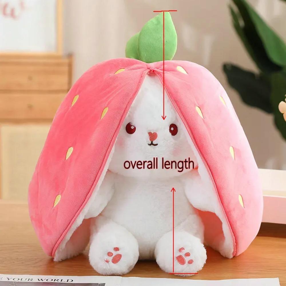 35-60cm Giant Size Lovely Rabbit Turn to Caot Strawberry Dolls Doll Fruit Transfigured Bunny Plush Toy Stuffed