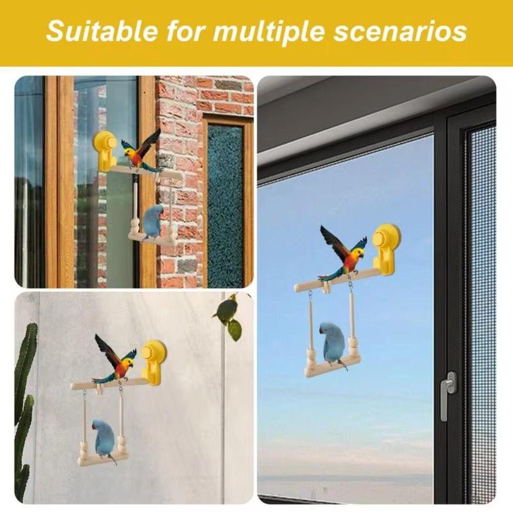 Suction Cup Parrot Stand Wooden Parrot Training Rack Platform Bird Perch  for Cage Hanging
