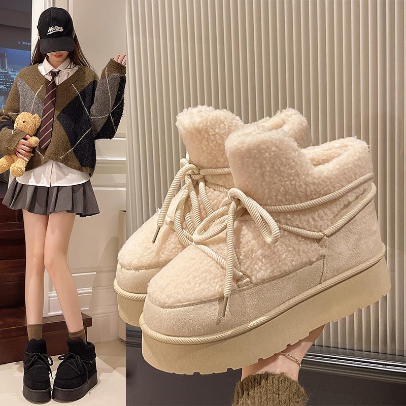 Fashion 2025 Autumn and Winter New Thick-soled Booties Faux Fur Warm Snow Boots Thickened Ankle Boots Plush Warm Casual Women's Boots