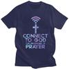 Custom Jesus Christian Tee Connect To God The Password Is Prayer T Shirt Men Short Sleeve Pure Cotton Tshirt Leisure Tee Tops