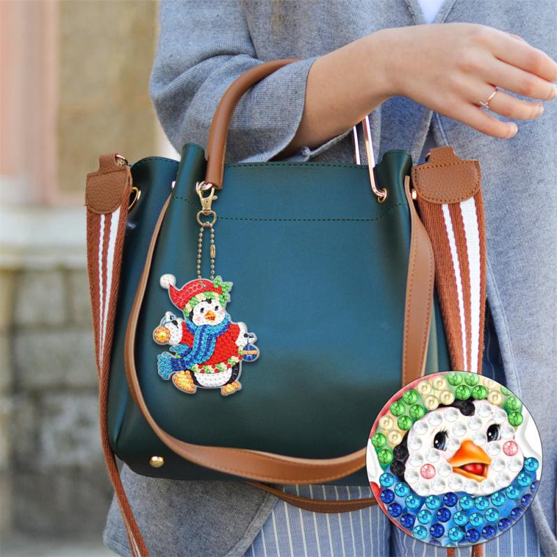6pcs 5d Diy Double Sided Diamond Painting Kit Christmas Key Chains Pendant Bag Accessories Birthday