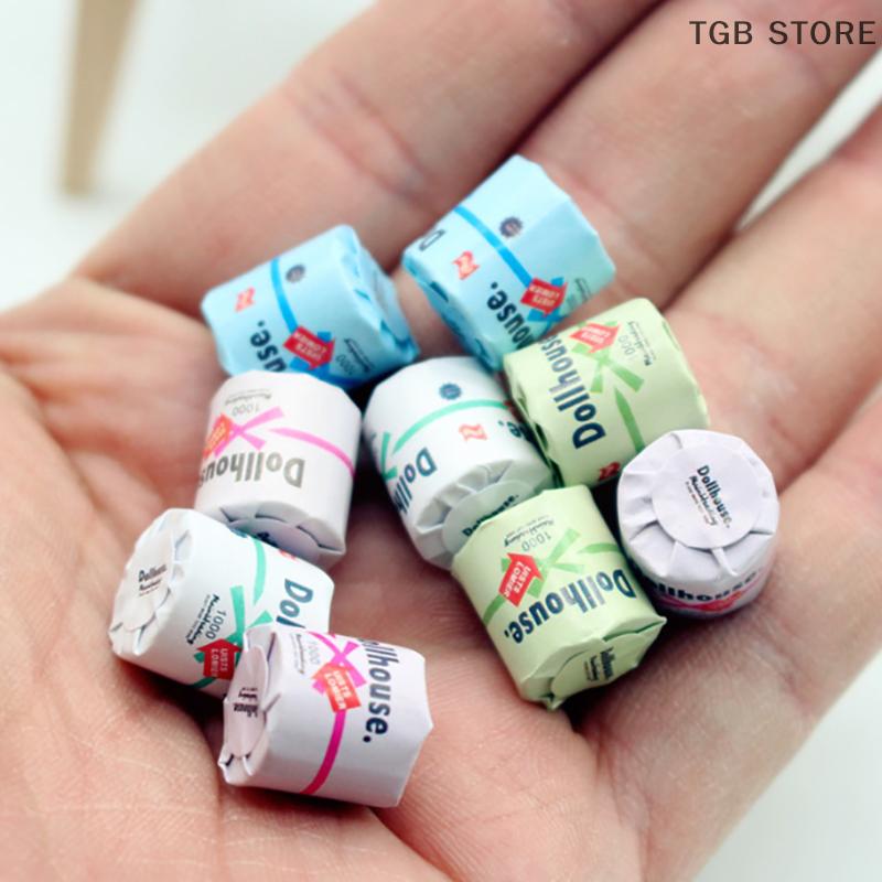 1 Peça Mini Rolo de Papel Higiênico Casa de Bonecas Lenço Rasgável Cena Acessórios para Casa de Boneca