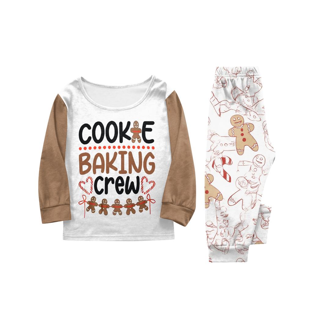 Świąteczny Nadruk Zestaw Piżamy Rodzic-dziecko z Długim Rękawem Odzież Domowa