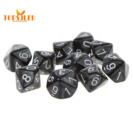 Mehrseitige einfarbige TRPG-Spiel D10 polyedrische Würfel – 10-teiliges Set, lebendige Farben, perfekt für Party-Requisiten