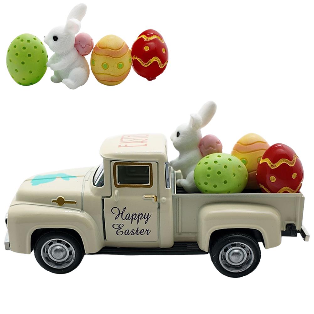 

Easter Truck With Eggs Metal Vintage Farm Pickup Easter Home Decorations Farmhouse Tabletop Tiered Tray Ornament Gifts New