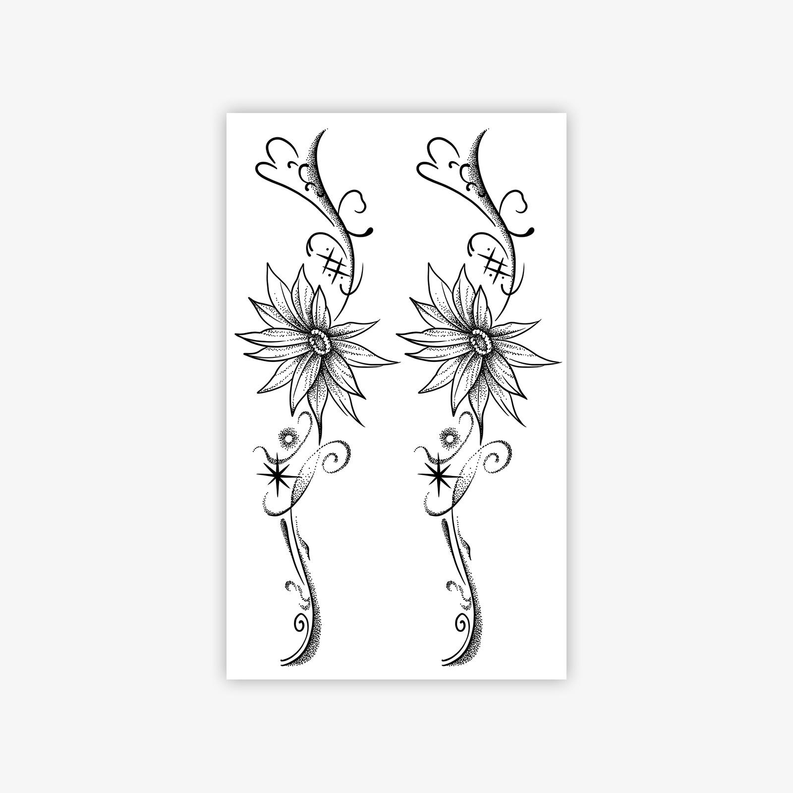 Sunflower Tattoo Sticker Waterproof And Long-Lasting High-End Feeling Simple Small Fresh Waist And Abdomen Tattoo Sticker 9*15