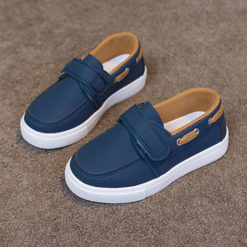 Korean Style Low-Top Leather Slip-On Loafers for Boys & Toddlers - Soft Sole Casual Shoes