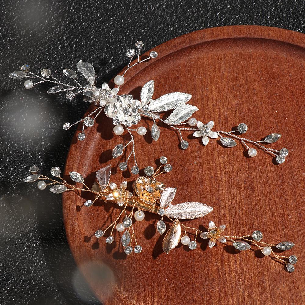Hair Accessories Headdress for Bridal Bride Headwear Alloy Flower Hair Pins Crystal Hair Clip