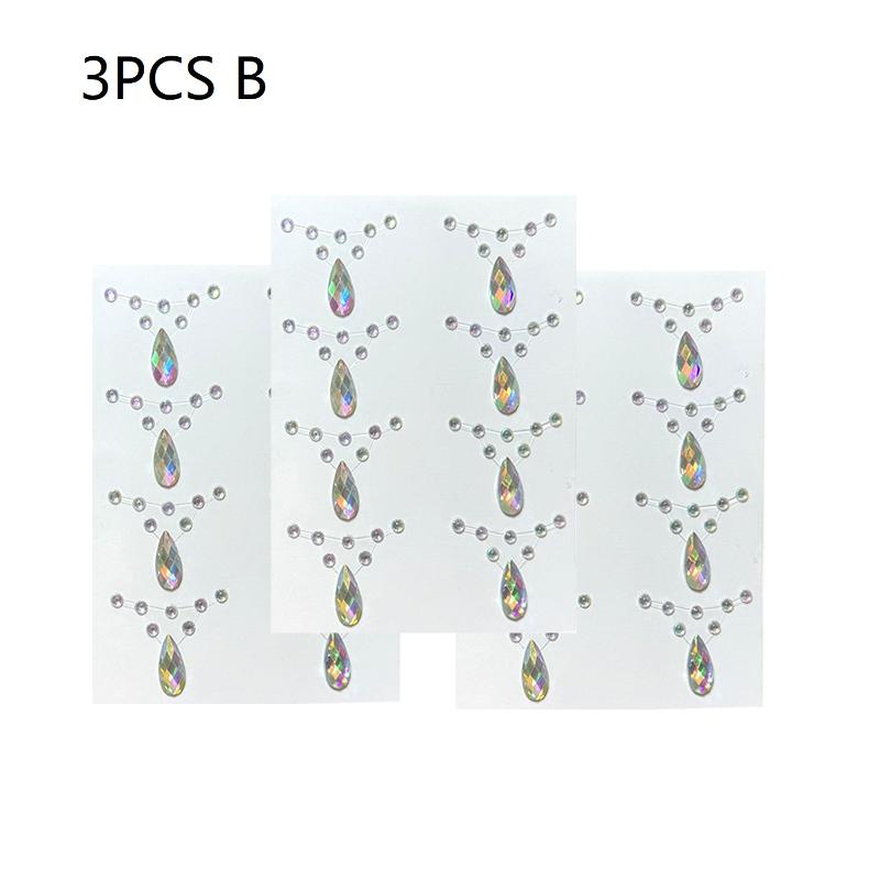 

For Hair Eye Face Decoration Decal 3D Holographic Tear Drop Face Rhinestone Sticker Self-Adhesive Crystal Diamond Tattoo Sticker