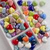 Heart Shape Glaze Ceramic Loose Beads 10Pcs 10mm Bright Color for Beginner Jewelry Maker DIY Bracelet Necklace Craft Findings