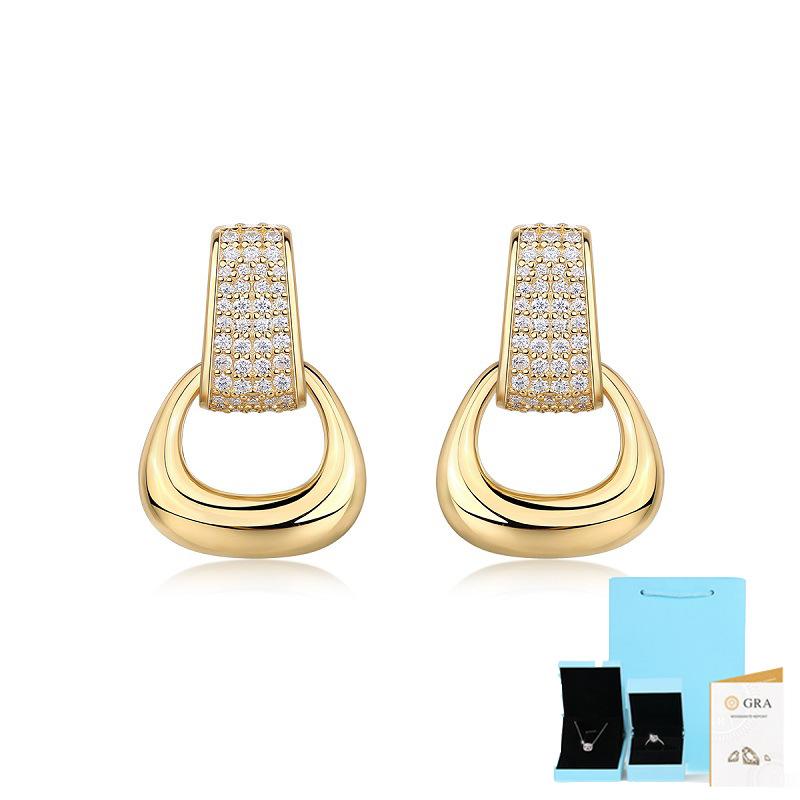 

Серьги из серебра 925 пробы 15051, серьги-гвоздики с муассанитом 1 карат, серьги Ins Wind, ювелирные изделия