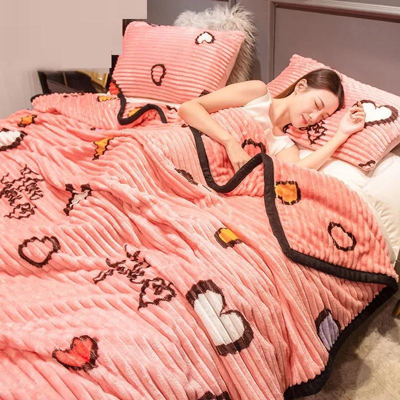 Buy Blanket Doublesided Coral Fleece Bedroom Blanket Thickening Plus Fleece Blanket Flannel