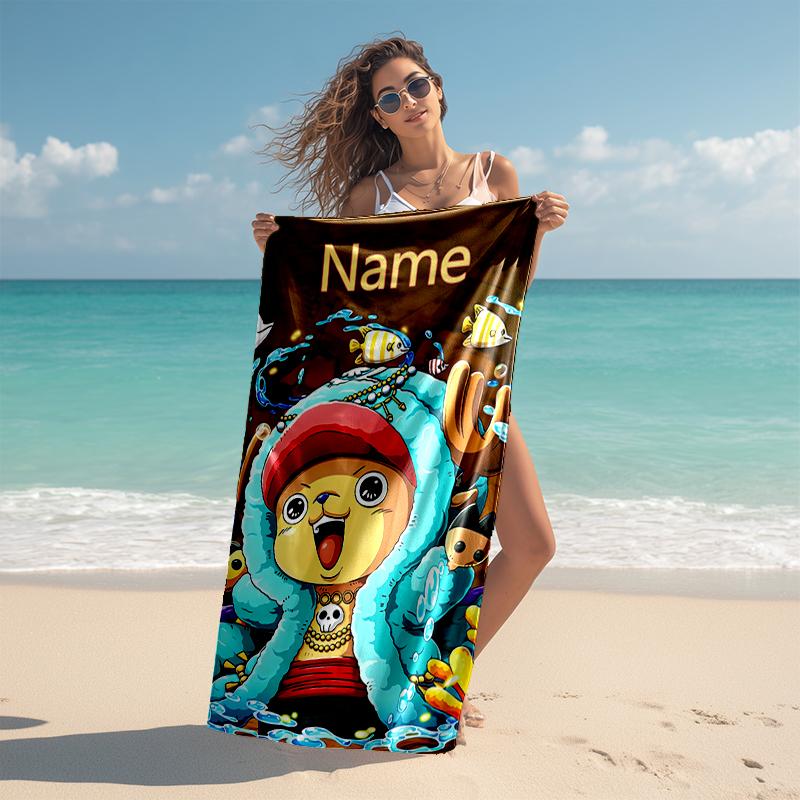 Personalized customized proof beach towel with One Piece Chopper pattern - soft, absorbent,quick-drying,perfect swimming,camping&bathing