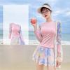 Bañador de Manga Larga con Protección Solar para Mujer: Estilo Falda Boxer de Dos Piezas para Resort y Deportes.