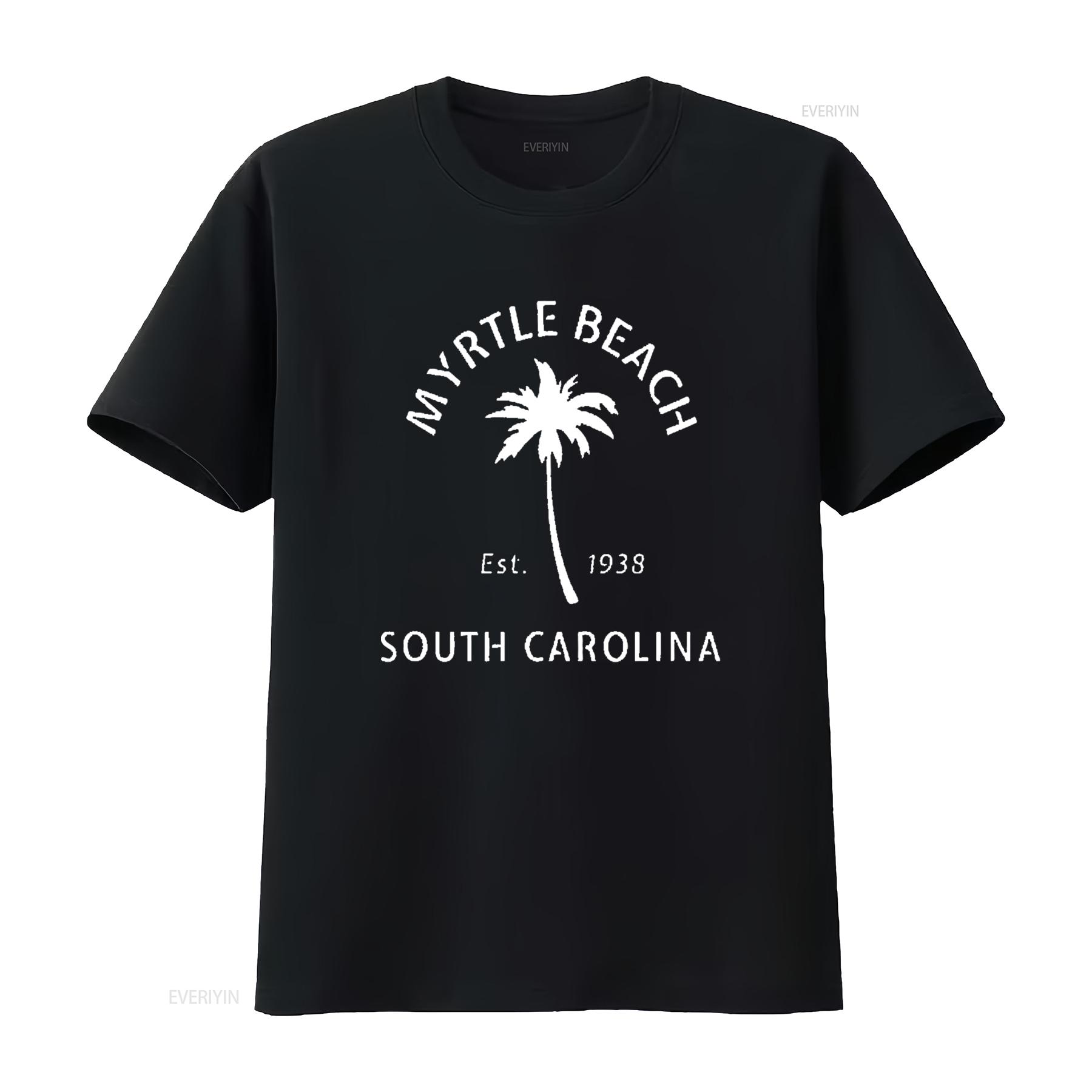 

Retro Myrtle Beach SC Novelty Palm Tree Art Womens T Shirt Black vintage Washed streetwear Unisex Casual Soft designer clothes 4XL