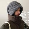 Wool Solid Color Knitted Hat for Women In Autumn and Winter Versatile Big Head Circumference Pile Hat Cold Hat Warm Face Small Wool Hat Men