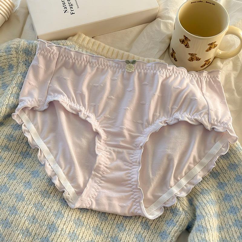 Plus Size Briefs Women's Panties Solid Color Hip Lift Mid-waist Breathable Macaron Cute Underwear