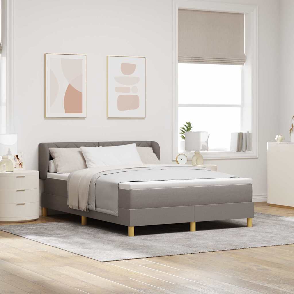 Boxspring Bed with Headboard Taupe 140 X 200 Cm Fabric