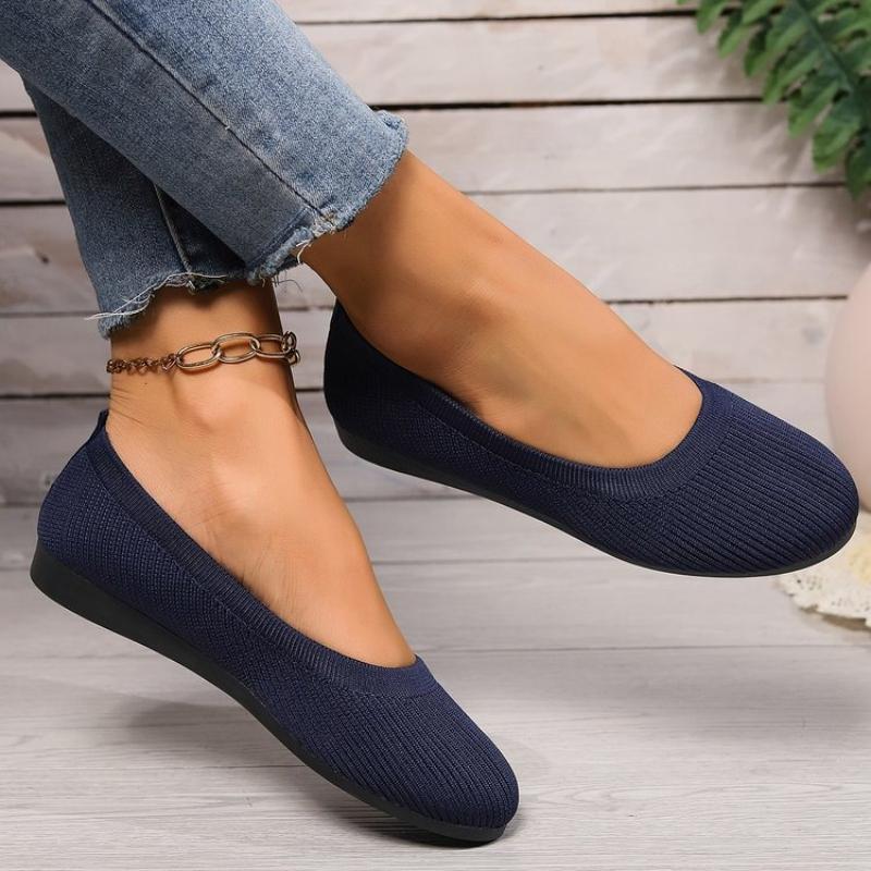 Elastic Knitting Flats Slip On Shoes for Women  Summer Breathable Soft Loafers Woman Lightweight Casual Shoes Plus Size 36-43