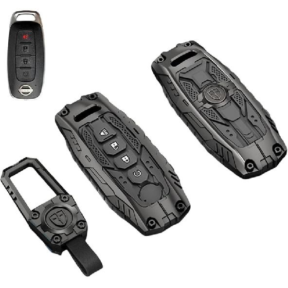 Heavy Zinc Alloy Key Fob Cover, Keychain, Key Case, Accessories Compatible With Nissan (Model-A 4 Buttons)