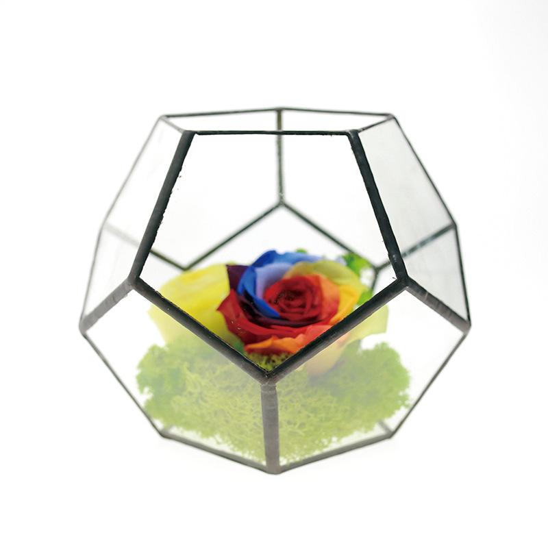 Nordic Geometric Glass Preserved Flower Decor for Home, Coffee Shop, or Wedding