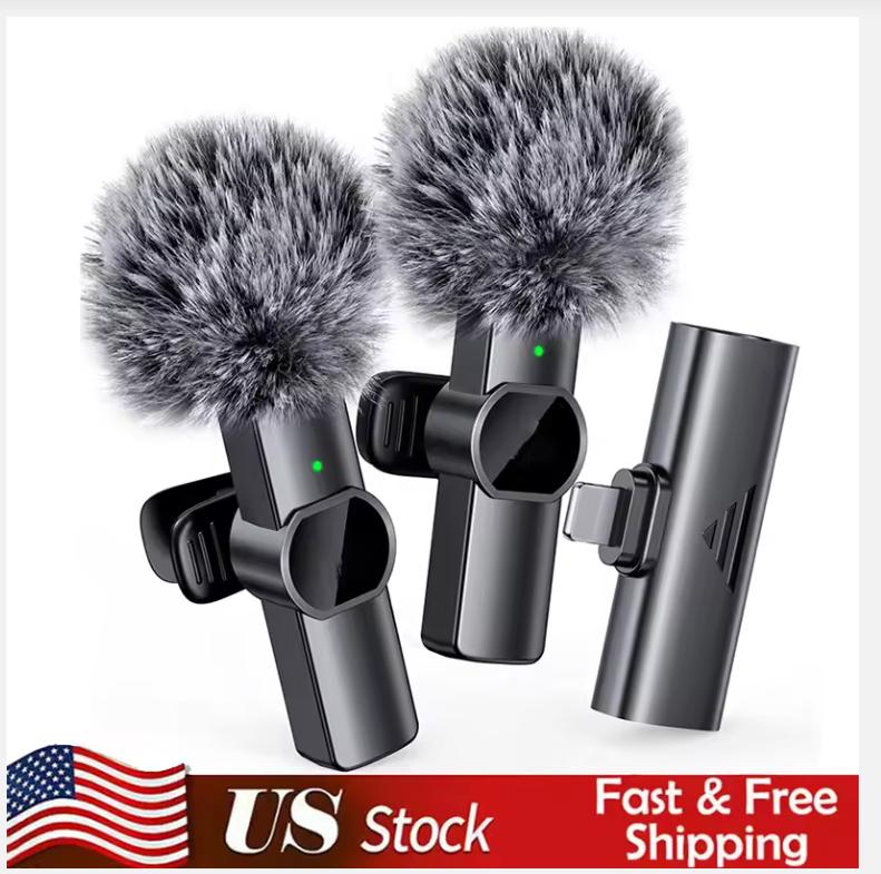Wireless Lavalier Microphone Portable Noise Reduction Mini Microphone Audio Video Live Interview Recording For iPhone Mic