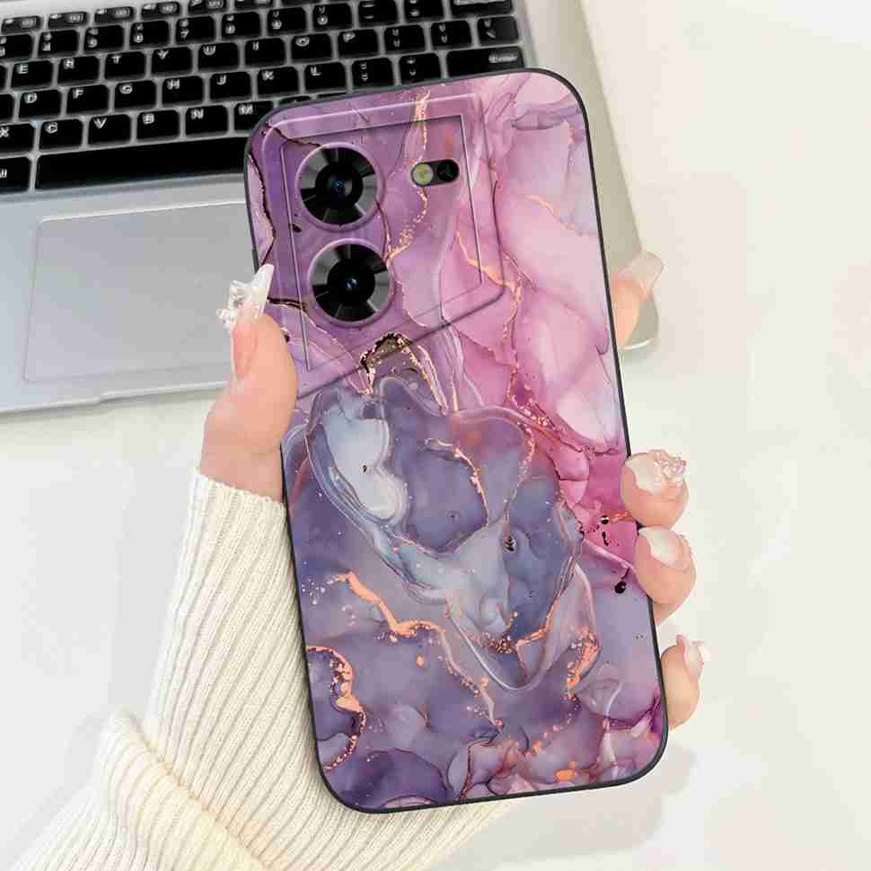 Protective Casing For Tecno Pova 5 Pro 5G 6.78" Fashion Girl Flower Love Soft Silicone Cover For Tecno Pova 5Pro 5G Shell Bumper