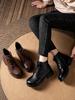 Johnature Genuine Leather Warm Round Toe Soft Soled Short Boots Low Heel Non Slip Casual Women's Shoes