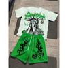 Europa e America Estate Bambini Set Divertente Maglietta e Pantaloncini per Bambini Set da 2 Pezzi Casual Outdoor Outfit per Ragazzi e Ragazze Abbigliamento per Bambini