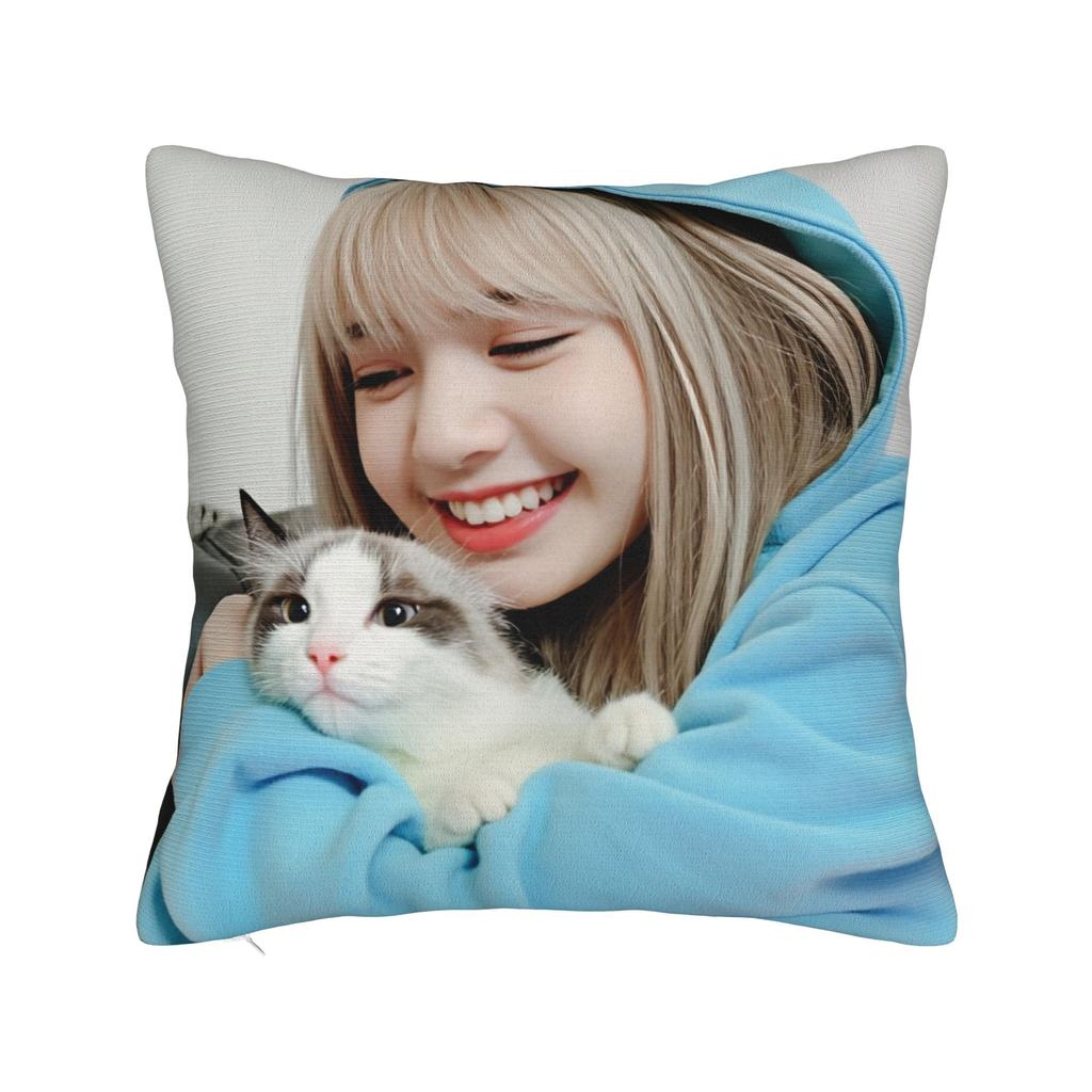 Kpop Style Cool Girl Lisa Pillow Case Vintage Pillow Cover Comfy Pillowcases For Living Room Sofa