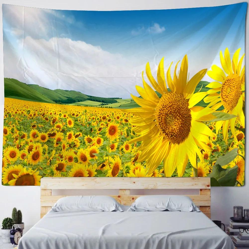 Beautiful Sunflower Field Tapestry Office Living Room Tapestry Home Wall Decoration Tapestry