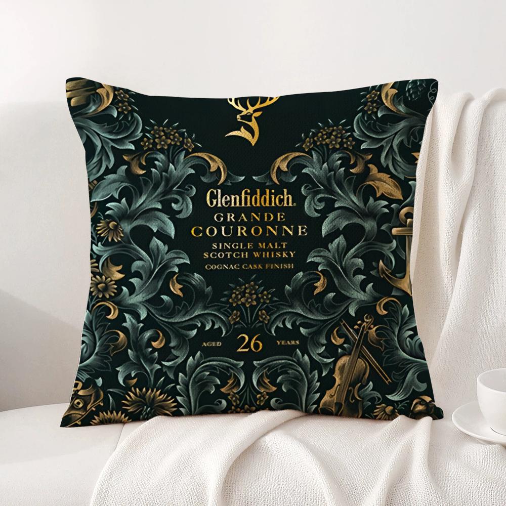 The GGlenfiddichS Cushion Cover Natural Linen Organic Fabric DoubleSided Printing Sofa Home Decor Breathable Bed Pillow