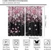 Watercolor Pink Art Butterflies Curtains for Living Room   Abstract Aesthetic Spring Nature Cherry Blossoms Rod Pocket Thermal In