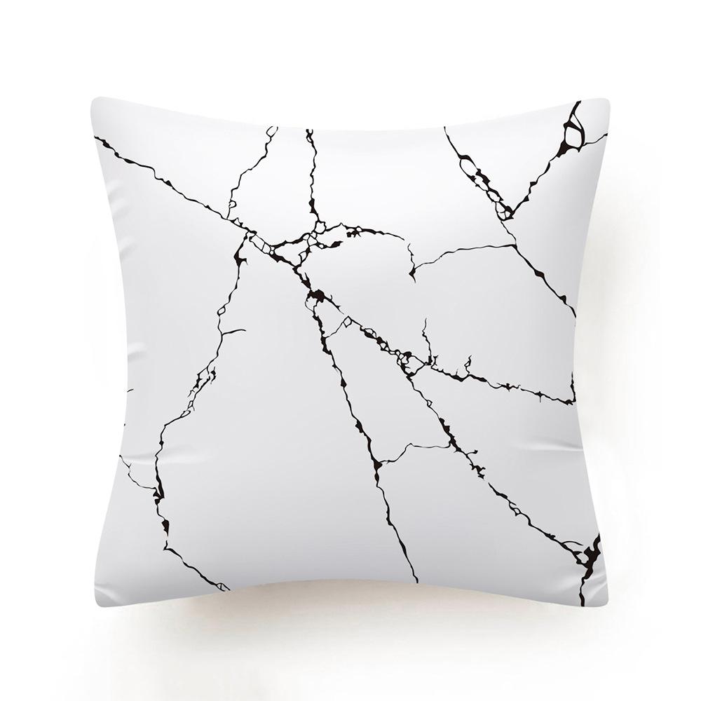 Nieuwe Zwart Witte Marmeren Textuur Kussensloop 30x50/40x40/45x45cm Ultrazacht Lendenkussenhoes Bank Zit Gooi Kussens Decor Huis Peach skin 18*18(CM)-1Pcs
