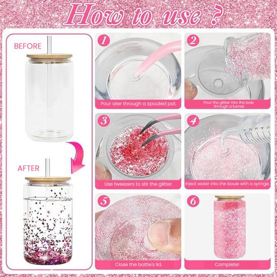 Snow Sphere Tumbler Supplies DIY Accessories Kit Snow Tumbler Starter Kit with Bottles of Glitter Squeeze Bottles Funnels Tweezers