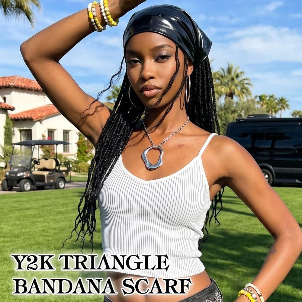 Retro Metallic Shiny Head Scarf Blingbling Style Punk Head Scarf Triangle Head Scarf  For Women