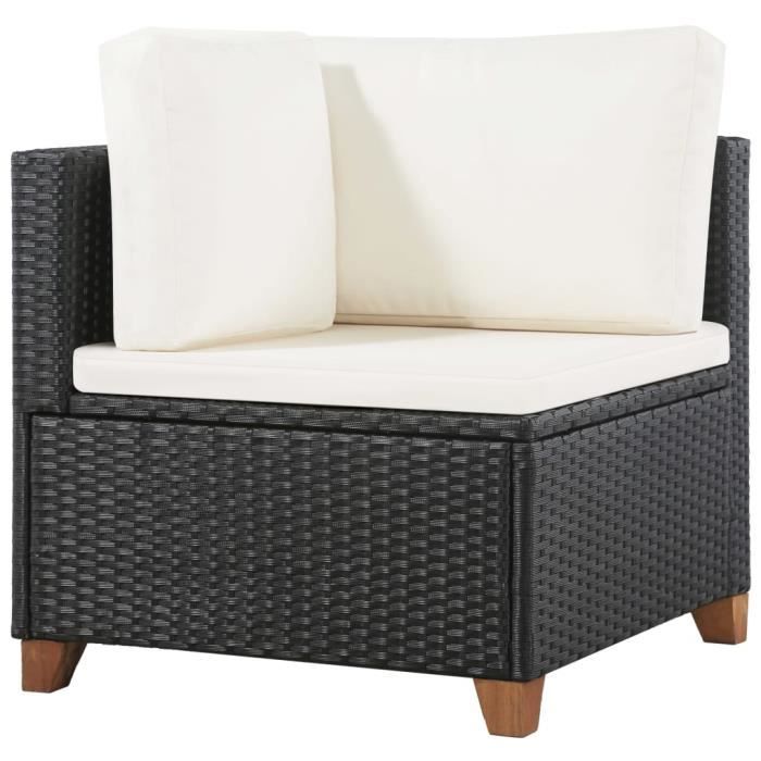 VidaXL Salon de jardin 4 pcs avec coussins Résine tressée Noir