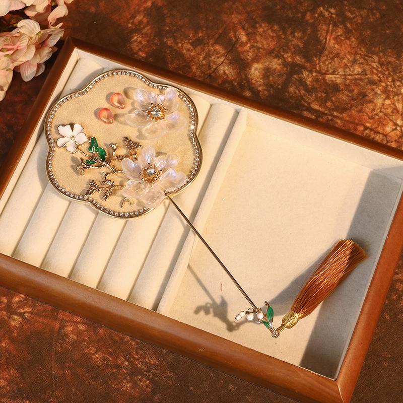 Bride Wedding Handheld Group Fan Handmade Chinese Vintage Flower Fan Pography Props Chinese Wedding Po Mini Group Fan