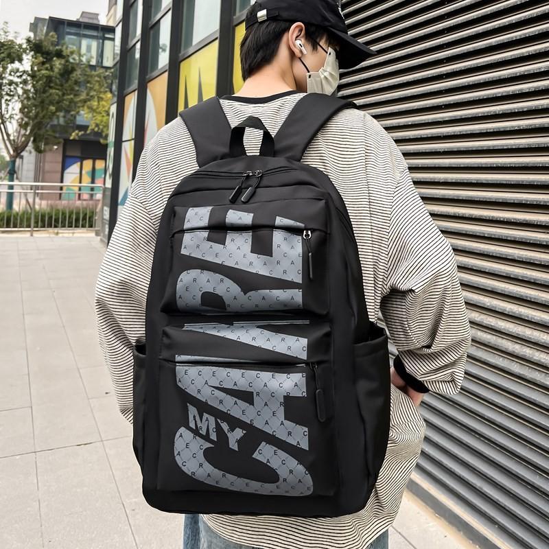 Pattern Letter Simplified Large Capacity Student Backpack For School Outdoor And