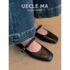 Sheepskin version~ Leather bow French word belt Mary Jane shoes women's retro flat ballet single shoes evening shoes