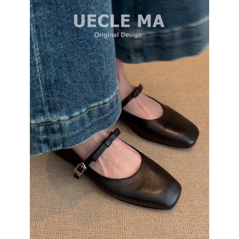Sheepskin version~ Leather bow French word belt Mary Jane shoes women's retro flat ballet single shoes evening shoes